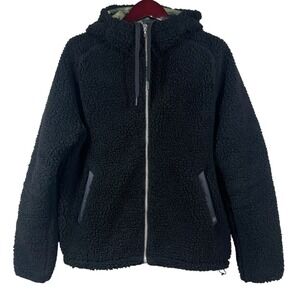 Rag & Bone Phantom Sherpa Tactic Jacket Mens M Black High Pile Fleece Camo Lined